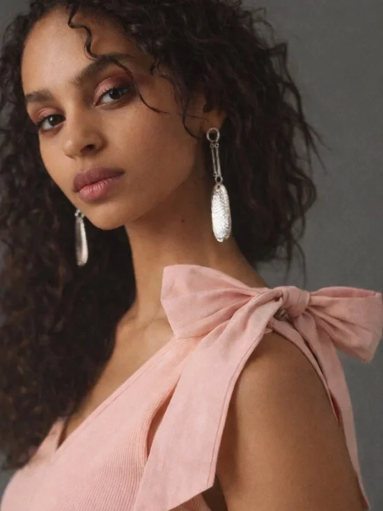 Maeve by Anthropologie Blush Pink Tie-Shoulder Ribbed Tank - Picture 2 of 10